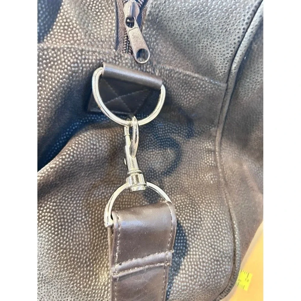 Lagerfeld Brown Pebbled Faux Leather Duffel‎ Bag Weekender Travel